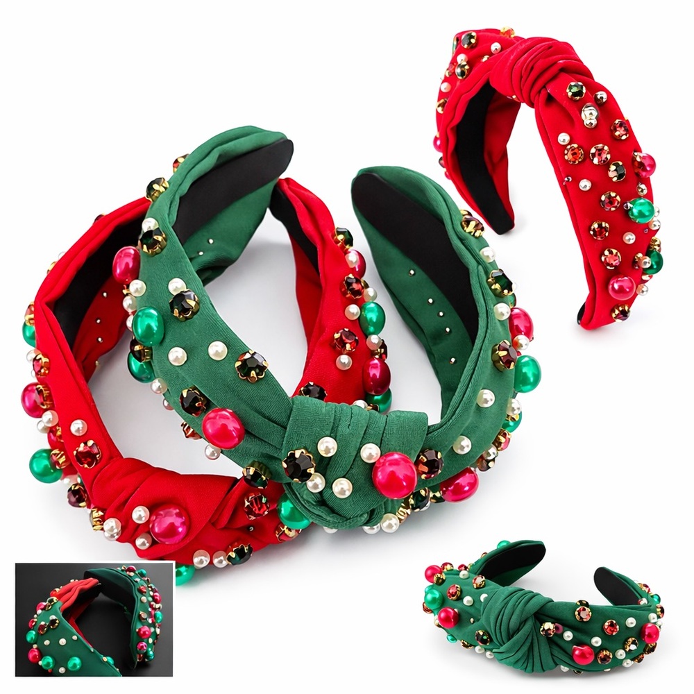 Macy's Festive Red and Green Beaded Headbands